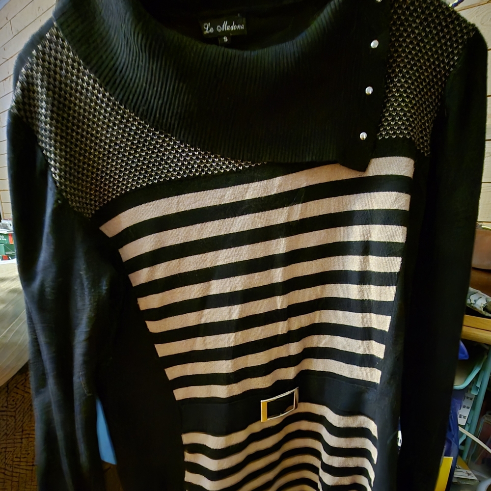 Black and White Striped Sweater